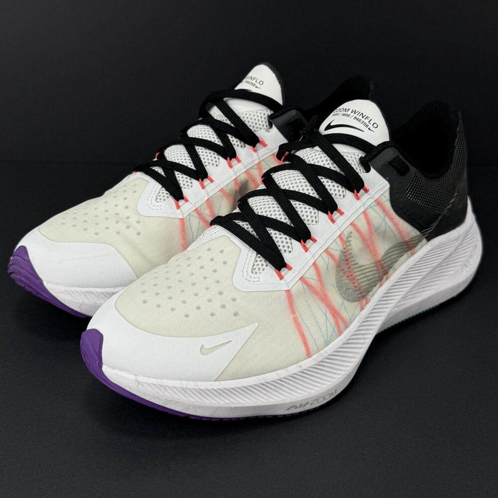 Nike Winflo 8 Womens Size 9 White Crimson Purple Running Shoes CW3421